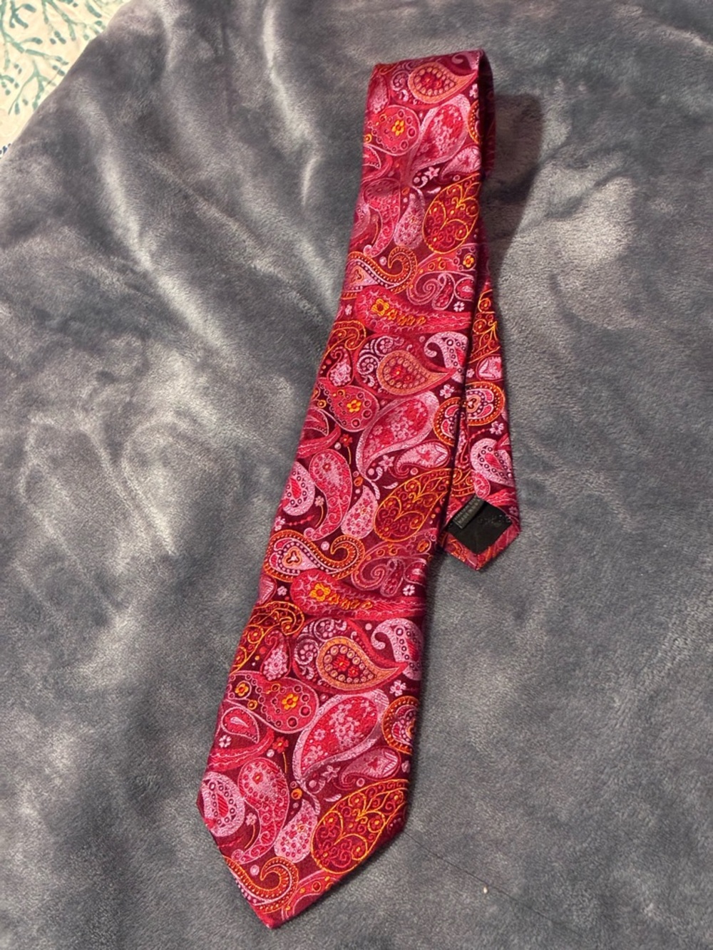 Express Red and Pink Paisley Silk Tie